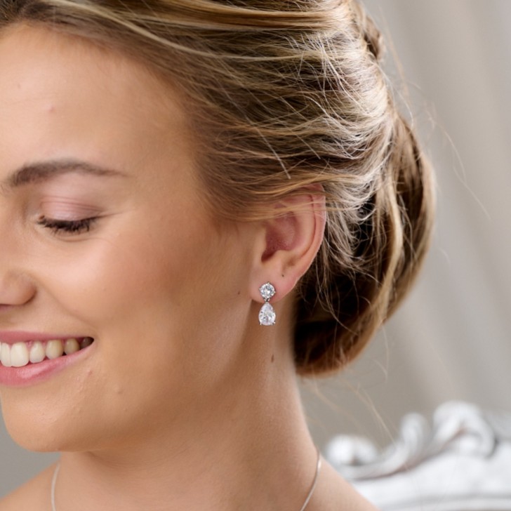 Cleo Silver Teardrop Cubic Zirconia Wedding Jewellery Set